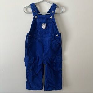 Kids Gymboree Corduroy Overalls Bib 12-18m Blue Owl Cargo Pockets